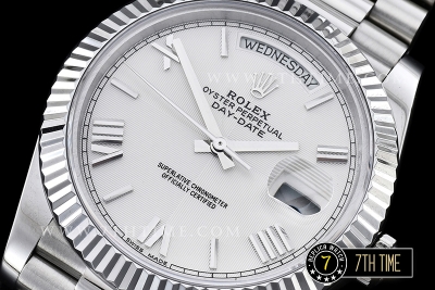 DayDate 40mm SS/SS White Dial Roman Markers Fluted Bezel A2836 Mod3255