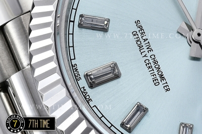 DayDate 228206 SS/SS Fluted Bezel Ice Blue Dial with Diamond Markers Swiss 2836