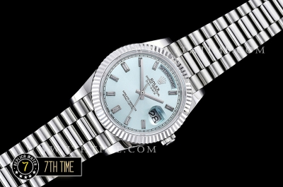 DayDate 228206 SS/SS Fluted Bezel Ice Blue Dial with Diamond Markers Swiss 2836