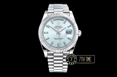 DayDate 228206 SS/SS Fluted Bezel Ice Blue Dial with Diamond Markers Swiss 2836