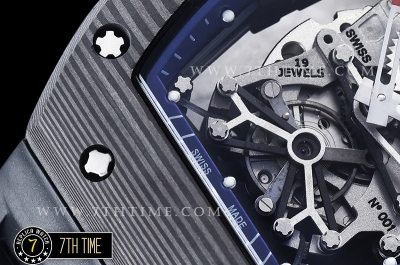 Richard Mille RM001 RM001 Tourbillon FC/VRU Custom Movement Blue Inner Bezel Black Rubber Strap