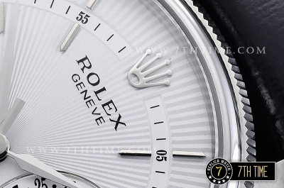 Cellini Date 39mm White Guilloche Dial with Stick Markers Black Croc Print Calf Leather Strap