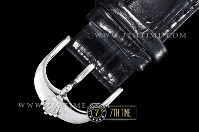 Cellini Date 39mm White Guilloche Dial with Stick Markers Black Croc Print Calf Leather Strap