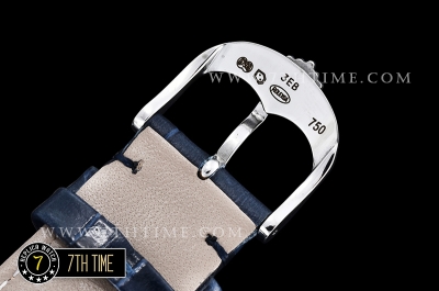 Cellini Date 39mm Blue Guilloche Dial with Stick Markers Blue Croc Print Calf Leather Strap