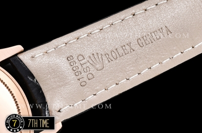Cellini Date 39mm 18K Rose Gold Thick Plated on SS Steel Black Guilloche Dial with Rose Gold Stick Markers Black Croc Print Calf Leather Strap