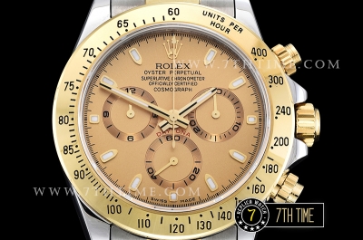 Daytona Two Tone YG/SS Gold Dial Gold Stick A7750