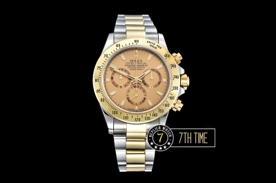 Daytona Two Tone YG/SS Gold Dial Gold Stick A7750