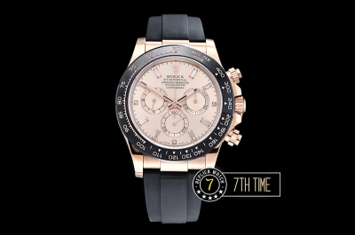 Daytona Ceramic Bezel RG/RU Rose Gold Dial Baguette Diamond Ultimate A7750 Mod