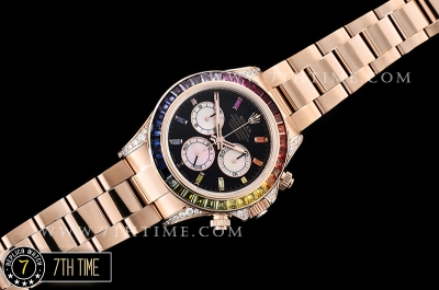 Daytona 116595 Rainbow RG/RG Black Dial A7750 4130 Mod