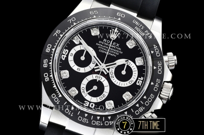 Daytona 116519 904L Ceramic Bezel Black Dial Diamond Markers A4130 Mod