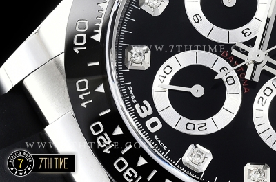 Daytona 116519 904L Ceramic Bezel Black Dial Diamond Markers A4130 Mod