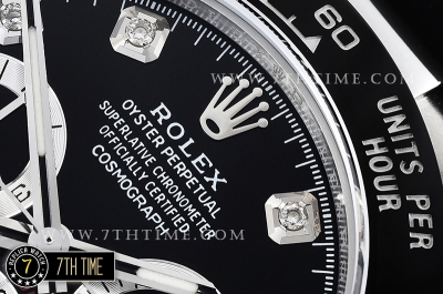 Daytona 116519 904L Ceramic Bezel Black Dial Diamond Markers A4130 Mod
