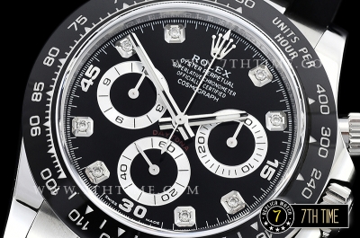 Daytona 116519 904L Ceramic Bezel Black Dial Diamond Markers A4130 Mod