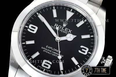 Explorer 1 Ref.214270 39mm Black Dial with Large 3,6,9 & Stick Markers Solid Stainless Steel 904L Platinum Plated Asia Clone 3132
