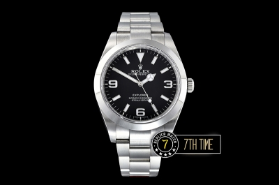 Explorer 1 Ref.214270 39mm Black Dial with Large 3,6,9 & Stick Markers Solid Stainless Steel 904L Platinum Plated Asia Clone 3132