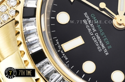 GMT Master II Black/White Rubies YG/YG Black Dial A3186 Mod