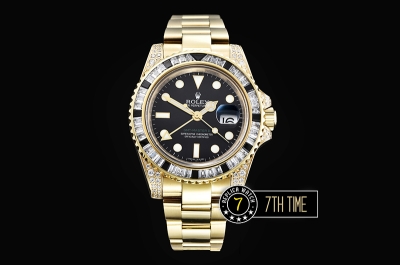 GMT Master II Black/White Rubies YG/YG Black Dial A3186 Mod
