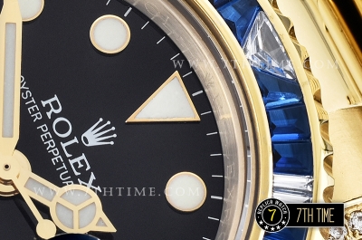 GMT Master II Blue/White Rubies YG/YG Black Dial A3186 Mod