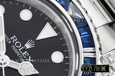GMT Master II Blue/White Rubies SS/SS Black Dial A3186 Mod