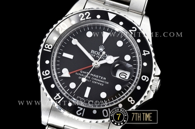 GMT Master Ref.1675 Black Color Bezel Black Dial with Luminova White Colored Dot Markers Swiss 2836 Mod