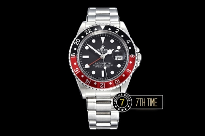 GMT Master Ref.1675 Black/Red Color Bezel Black Dial with Luminova White Colored Dot Markers Swiss 2836 Mod