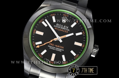 Milgauss Pro Hunter 116400 Black Dial Thick PVD Coated on SS Bracelet Asia 3131