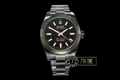Milgauss Pro Hunter 116400 Black Dial Thick PVD Coated on SS Bracelet Asia 3131