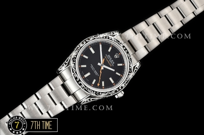 Milgauss 116400M 40MM Special Engraved Case Solid Sterling Silver 925 Bezel Black Dial with White Markers Asia 2836