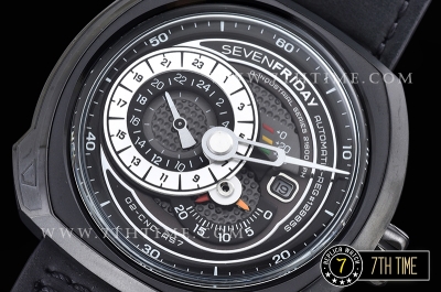 SevenFriday Q3-01 Black Multi Tier Dial with counter subdials & Numeral markers PVD Thick Coated on Solid Stainless Steel Case