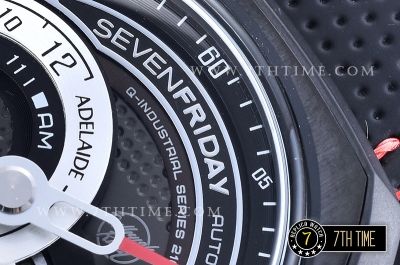 SevenFriday Q3-04 BullRush Rally  Black Multi Tier Dial with Counter Subdial & Stick Markers & "BullRush Rally" Logo