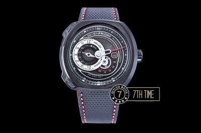 SevenFriday Q3-04 BullRush Rally  Black Multi Tier Dial with Counter Subdial & Stick Markers & "BullRush Rally" Logo