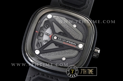 SevenFriday M3/01 Spaceship Multi-layered Black with Textured Surface High Grade PVD Coated Solid 316L Stainless Steel