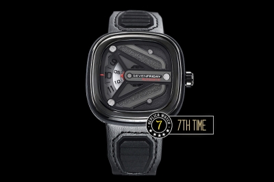 SevenFriday M3/01 Spaceship Multi-layered Black with Textured Surface High Grade PVD Coated Solid 316L Stainless Steel