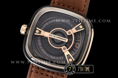 SevenFriday M2/02 Multi-layered Black with Textured Surface High Grade PVD Coated Solid 316L Stainless Steel