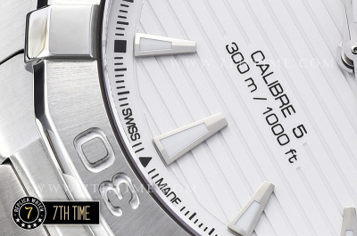 AquaRacer Calibre 5 White Dial with Stick Markers Solid Stainless Steel Bracelet