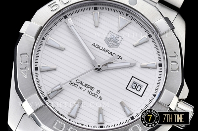 AquaRacer Calibre 5 White Dial with Stick Markers Solid Stainless Steel Bracelet