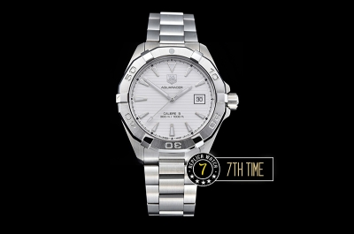 AquaRacer Calibre 5 White Dial with Stick Markers Solid Stainless Steel Bracelet