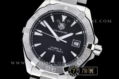 AquaRacer Calibre 5 Black Dial with Stick Markers Solid Stainless Steel Bracelet