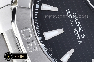 AquaRacer Calibre 5 Black Dial with Stick Markers Solid Stainless Steel Bracelet