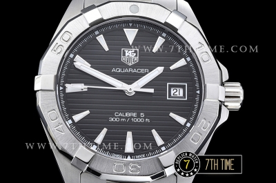 AquaRacer Calibre 5 Black Dial with Stick Markers Solid Stainless Steel Bracelet