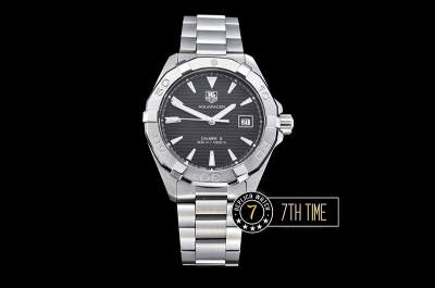 AquaRacer Calibre 5 Black Dial with Stick Markers Solid Stainless Steel Bracelet