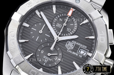 Aquaracer Calibre 16 Chronograph Grey Dial with Stick Markers Solid Stainless Steel Bracelet