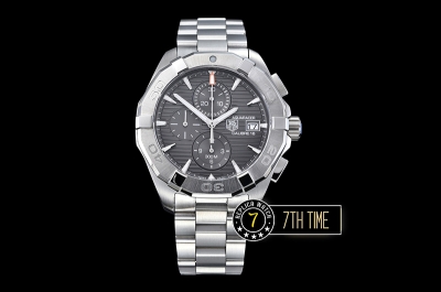 Aquaracer Calibre 16 Chronograph Grey Dial with Stick Markers Solid Stainless Steel Bracelet