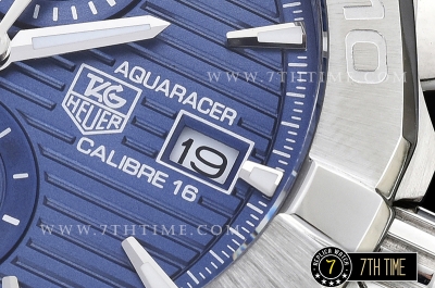 Aquaracer Calibre 16 Chronograph Blue Dial with Stick Markers Solid Stainless Steel Bracelet