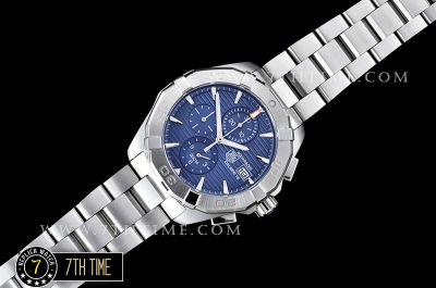 Aquaracer Calibre 16 Chronograph Blue Dial with Stick Markers Solid Stainless Steel Bracelet