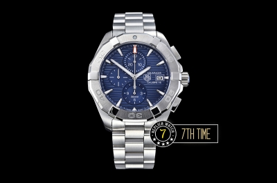 Aquaracer Calibre 16 Chronograph Blue Dial with Stick Markers Solid Stainless Steel Bracelet