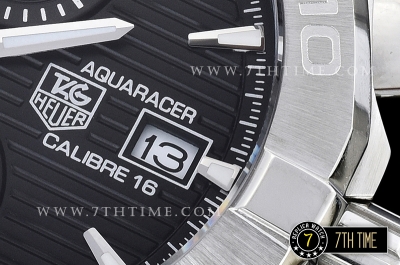 Aquaracer Calibre 16 Chronograph Black Dial with Stick Markers Solid Stainless Steel Bracelet