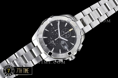 Aquaracer Calibre 16 Chronograph Black Dial with Stick Markers Solid Stainless Steel Bracelet