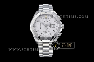 Aquaracer Calibre 16 Chronograph White Dial with Stick Markers Solid Stainless Steel Bracelet