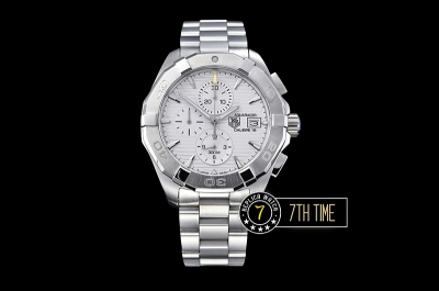 Aquaracer Calibre 16 Chronograph White Dial with Stick Markers Solid Stainless Steel Bracelet